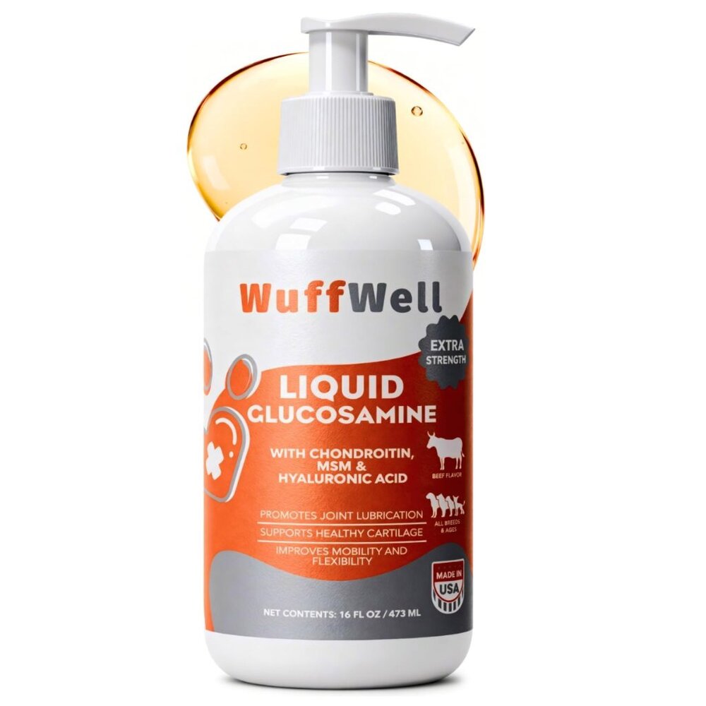 WuffWell Liquid Glucosamine for Dogs Hip & Joint Support Chondroitin EXP 09/27